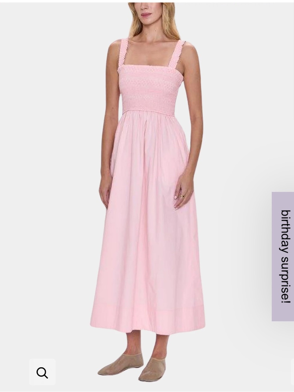 pistola Light Pink Smocked Bodice Maxi Dress Genevieve dress sz L